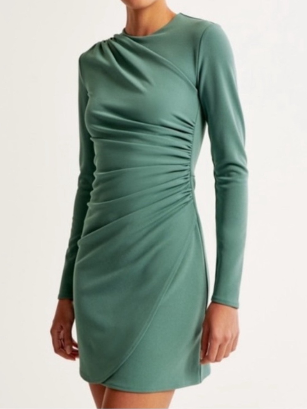 Abercrombie & Fitch- Long Sleeve Ruched Green Dress size S